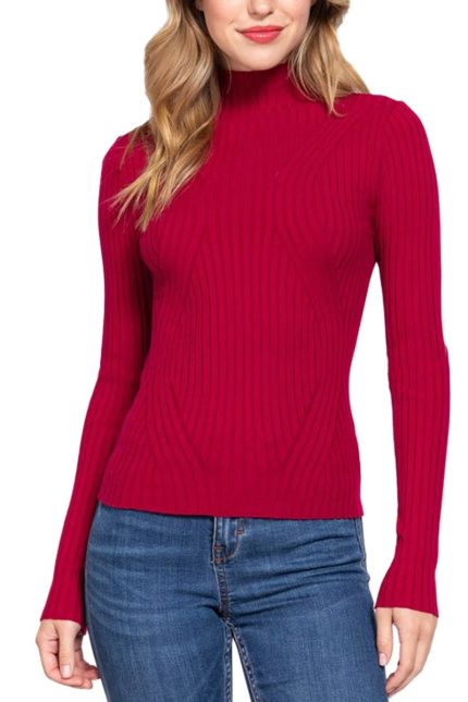 Long Sleeve High-neck Fitted Sweater