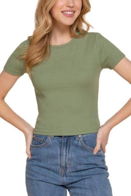 Short Slv Cotton Span Rib Baby Tee