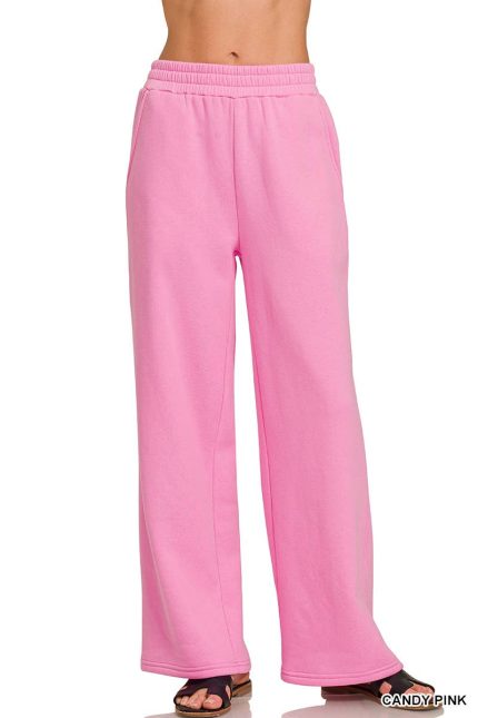 Fleece Drawstring Pants With Pocket