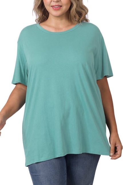 Plus Cotton Boyfriend Round Neck Tee
