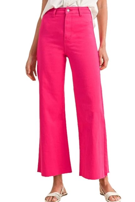 Stretch High Rise Wide Leg Cropped Denim Jean