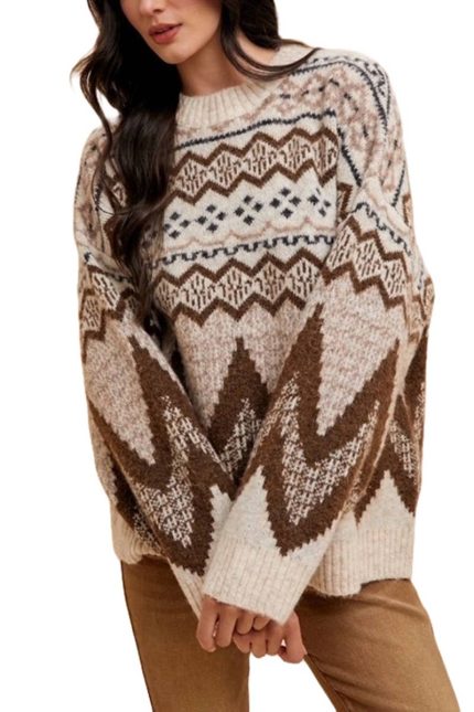 Fairisle Loose Fit Sweater Top
