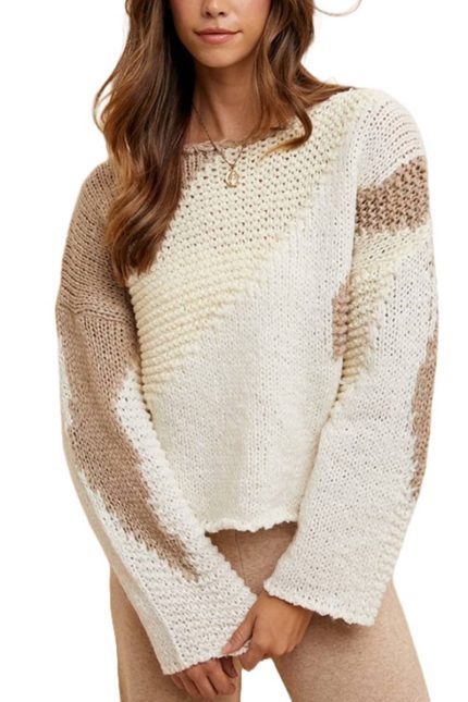 Color Block Chunky Sweater Top