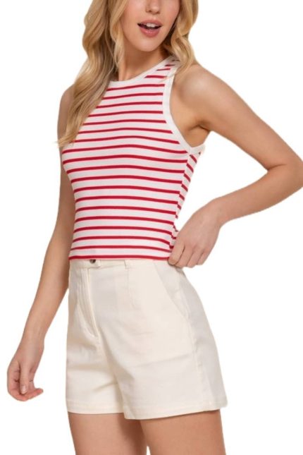 Stripe Cotton Rib Knit Tank Top