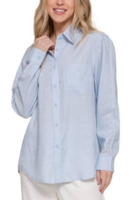Long Sleeve Linen Blend Shirt