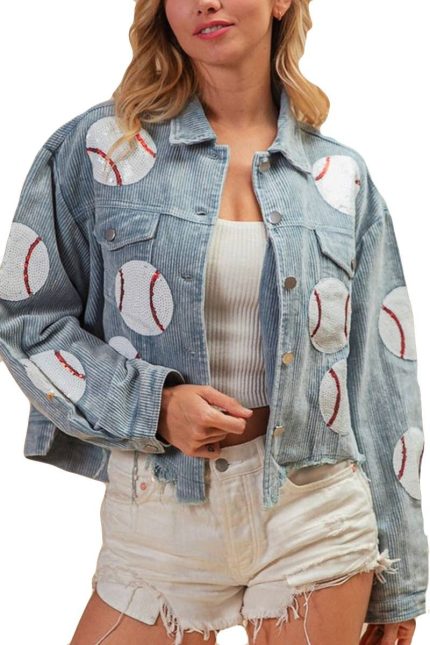 Baseball Patches Vintage Washed Corduroy Jacket
