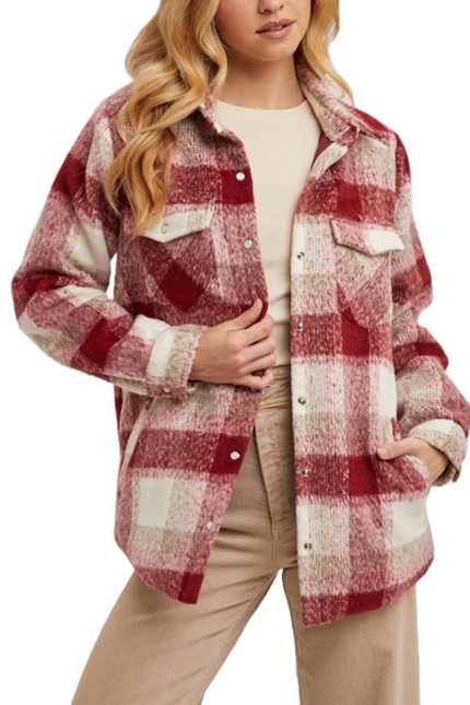 Button Down Plaid Shacket