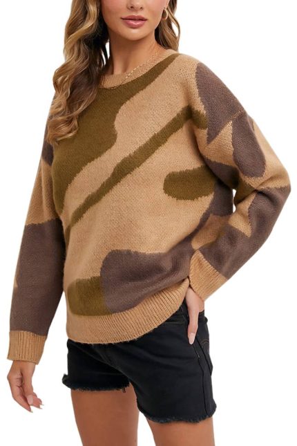 Camo Knit Sweater Pullover