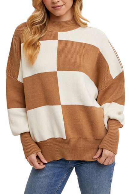 Color Block Dolman Sleeved Knit Sweater