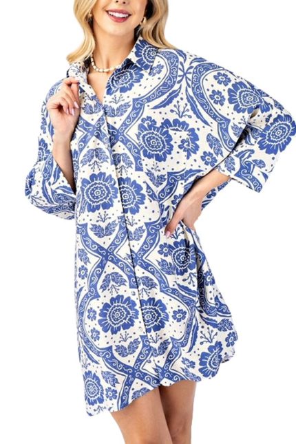 Oversized Button Down Shirt Dress