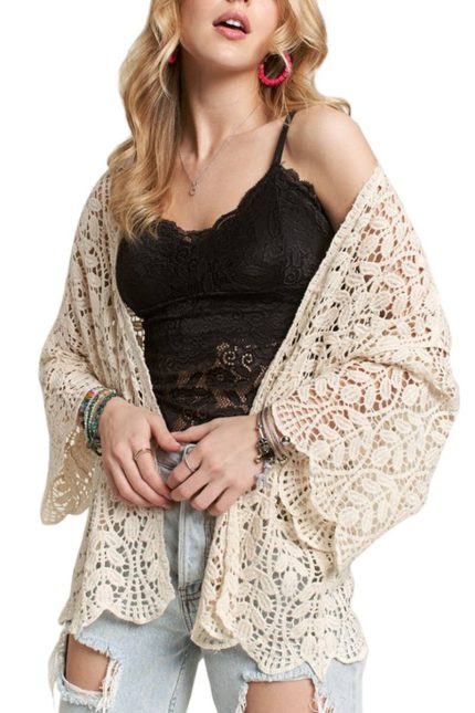 Leaf Pattern Crochet Cardigan