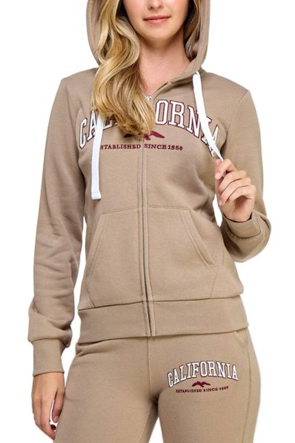 Fleece Zip Up Jacket With California Embroidery