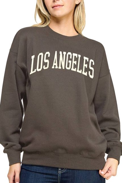 Fleece Oversized Sweatshirt with LA Patch