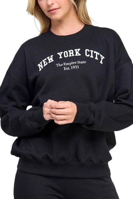 Fleece Relaxed Fit Sweatshirt With Ny Emb