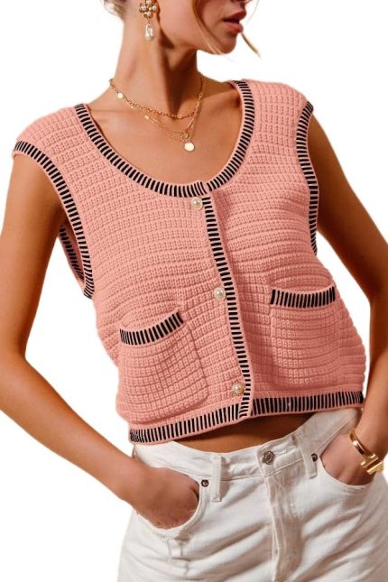 Textured Sweater Vest Top