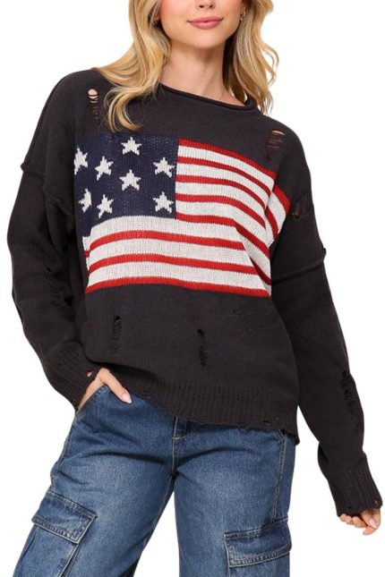 Distressed Usa Sweater