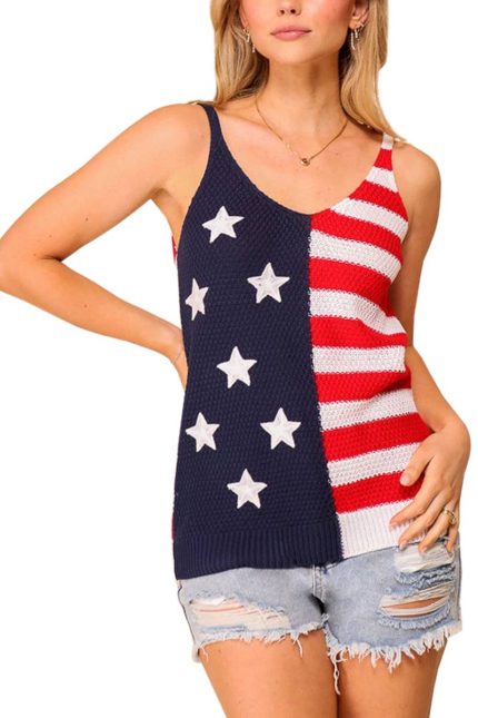 Patriotic Usa Flag Sweater Knit Top