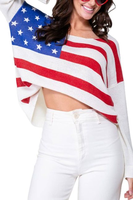 Usa Flag Light Weight Sweater