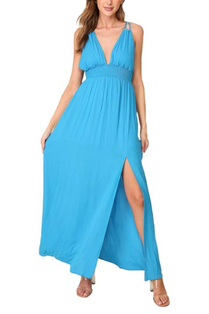 Sleeveless Halter Maxi Dress