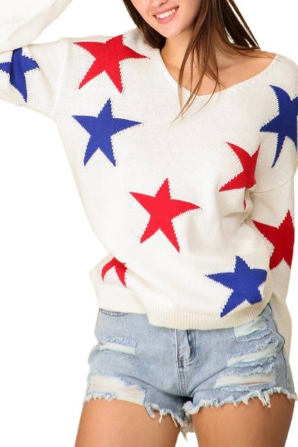 Star Print Light Weight Sweater