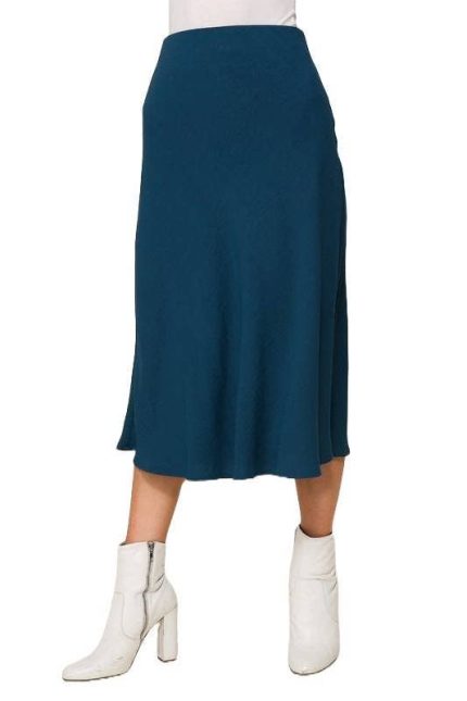 Elastic High Waisted Midi Flare Airflow Skirt