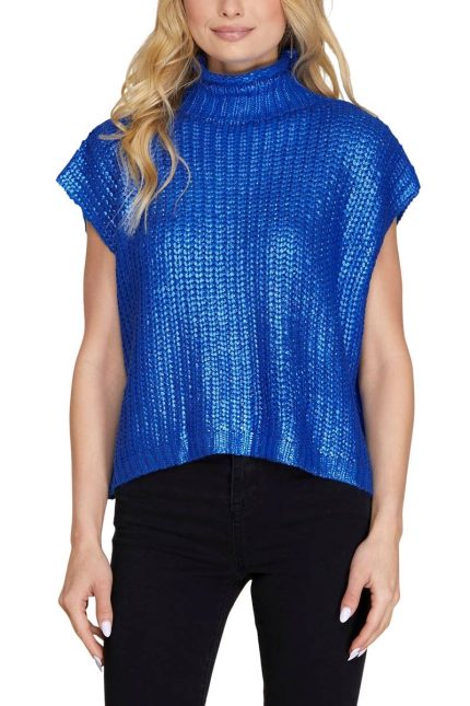 Metallic Foil Sweater Top
