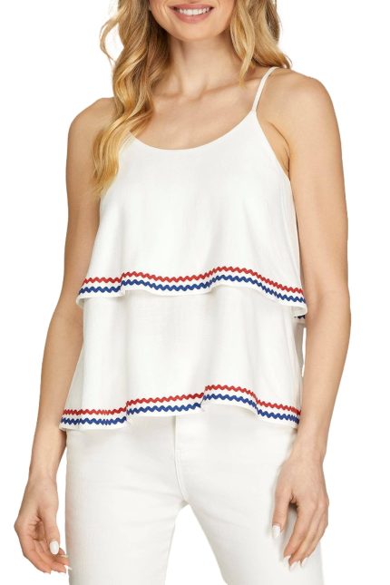 Double Layered Woven Linen Cami Top