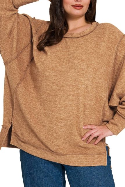 Plus Brushed Melange Hacci Oversized Sweater