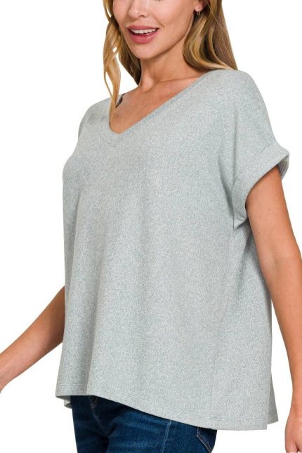 Soft Melange Hacci V-neck Tee