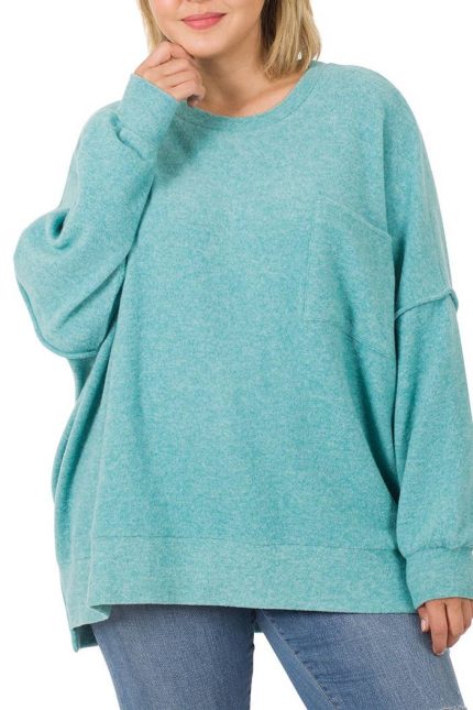 Plus Brushed Melange Drop Shoulder Sweater