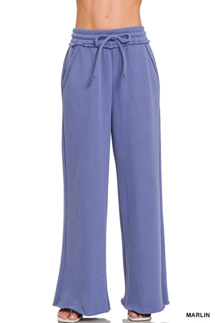 Fleece Exposed Seam Wide Leg Sweatpants