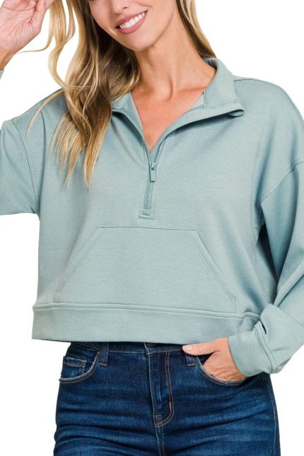 Scuba Half Zip Pullover With Kangaroo Pockets