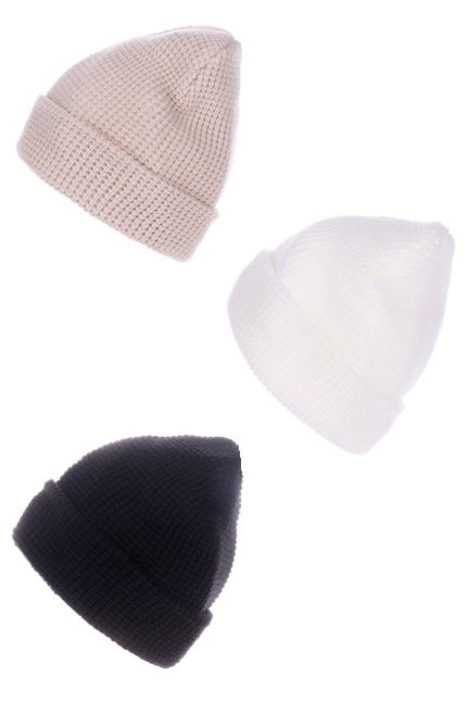 Organic Cotton Blend Waffle Knit Beanie