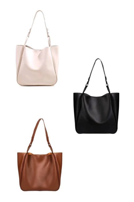 Simple Trendy Vegan Leather Shoulder Pouch Bag