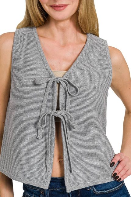 Tie Front Sweater Vest