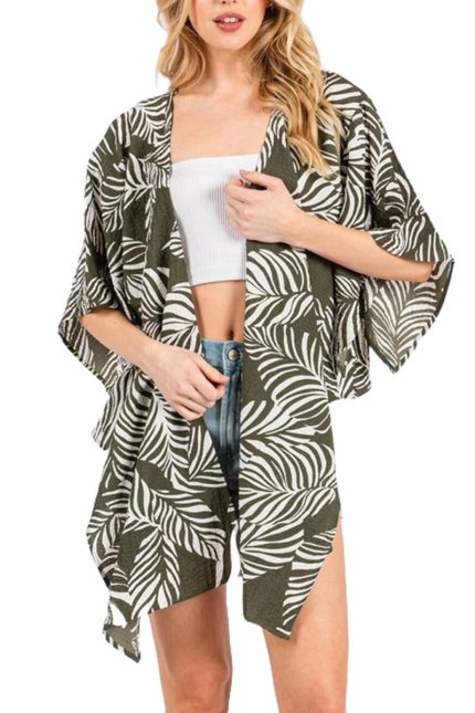 Three Quarter Tie Front Kimono Cardigan