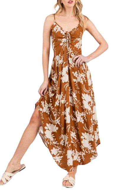 Floral Printed Rayon Satin Slip Dress