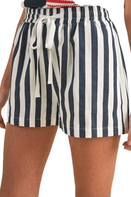 Stripe Twill Denim Shorts