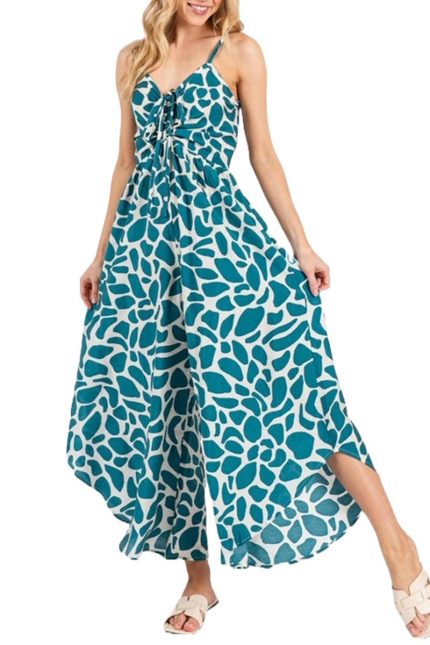 Front Ruched Round Hemming Midi Jumpsuit