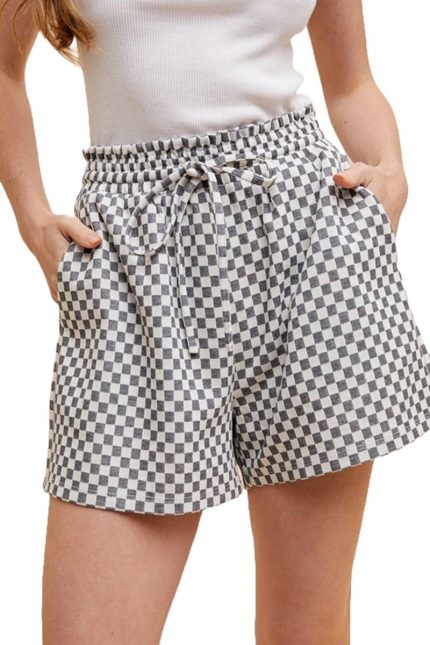 Checkerboard Knit Shorts