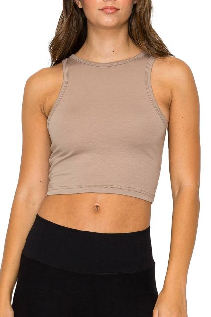 High Neck Sleeveless Crop Tank Top