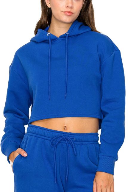 Cropped Fleece Hoodie Sweatshirt