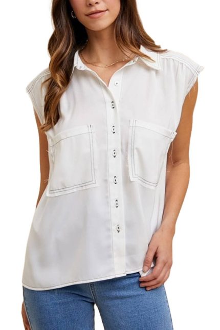 Satin Button Down Blouse