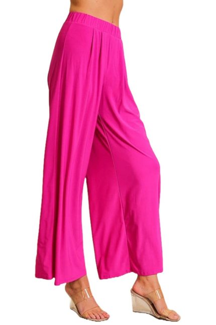 Elastic High Waisted Ity Knit Wide Leg Pants