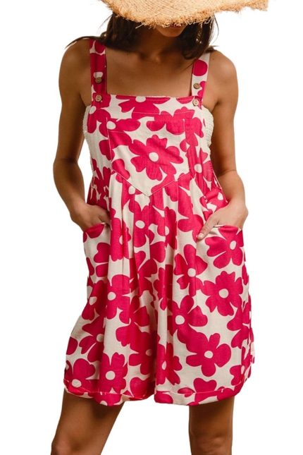 Floral Prints Tuck Detail Short Overall
