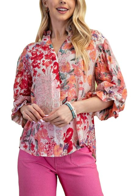 Floral Printed Button Down Top