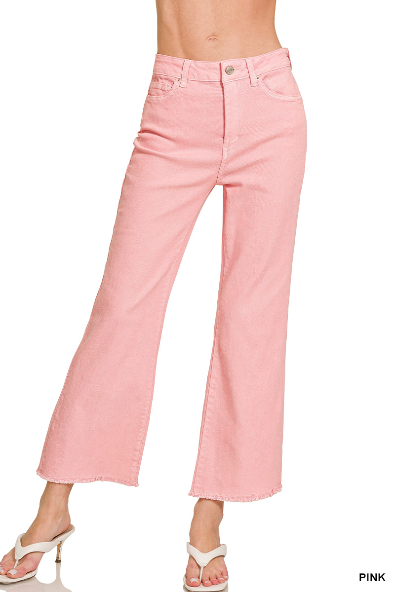 Acid Washed High Waist Frayed Hem Bootcut Pants for wholesale by Vanilla Monkey