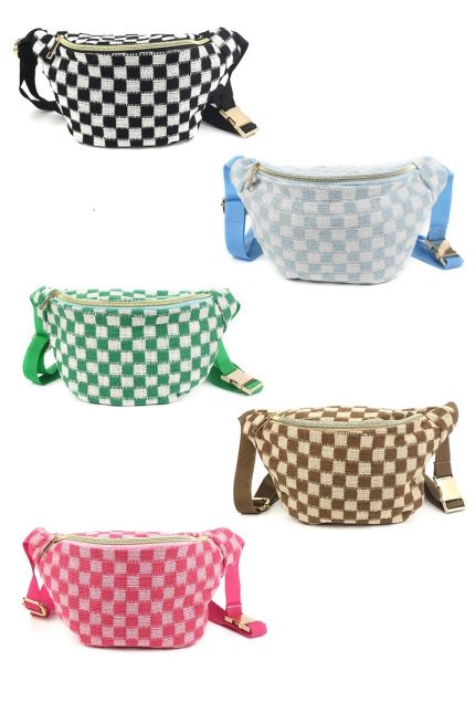 Checkered Waist Crossbody Sling Bag