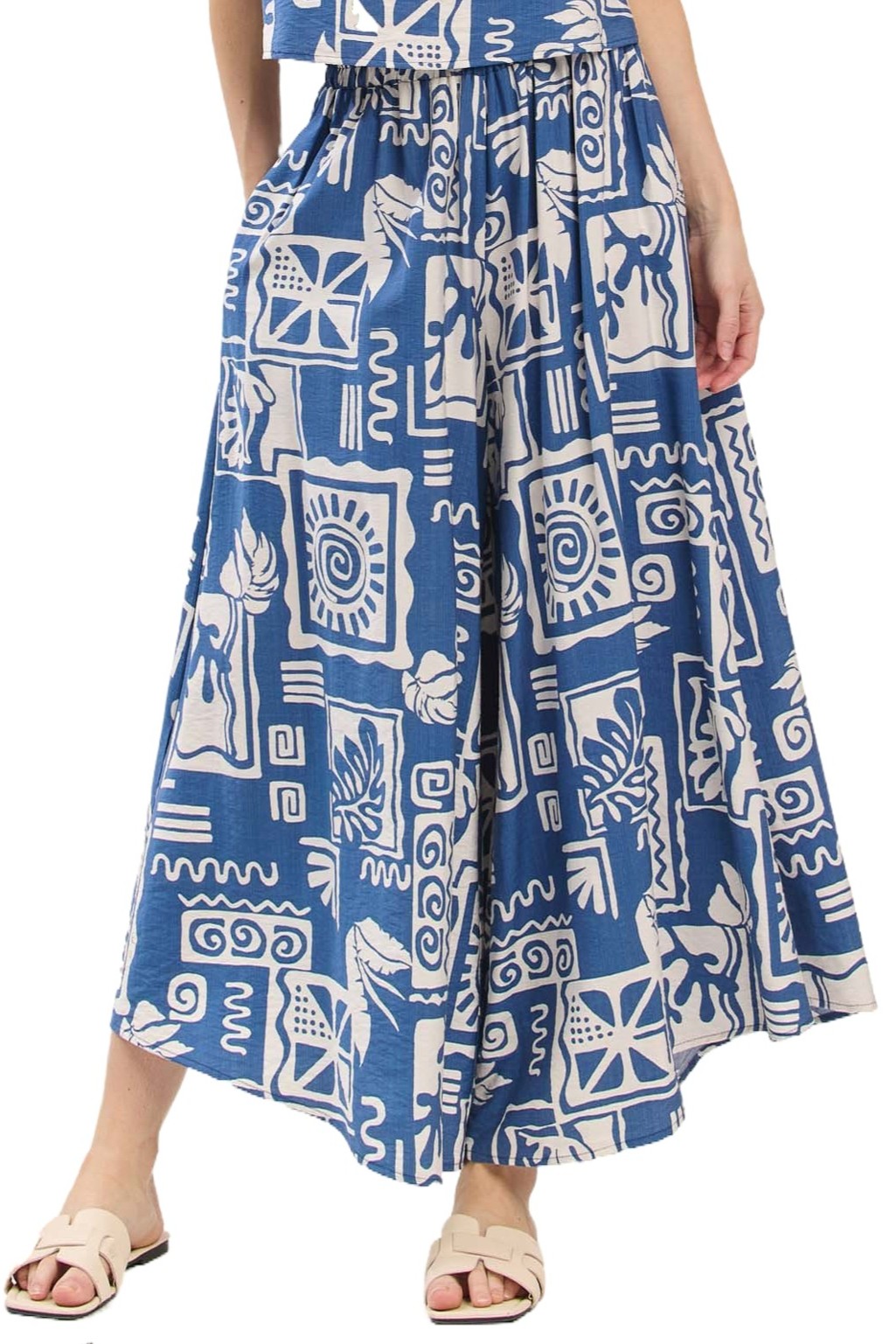 Waist Elastic Wide Leg Crop Pants