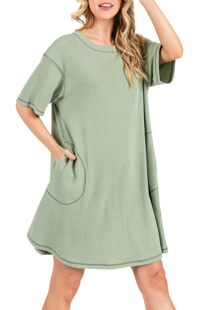 Relaxed Ribbed A-line Dress